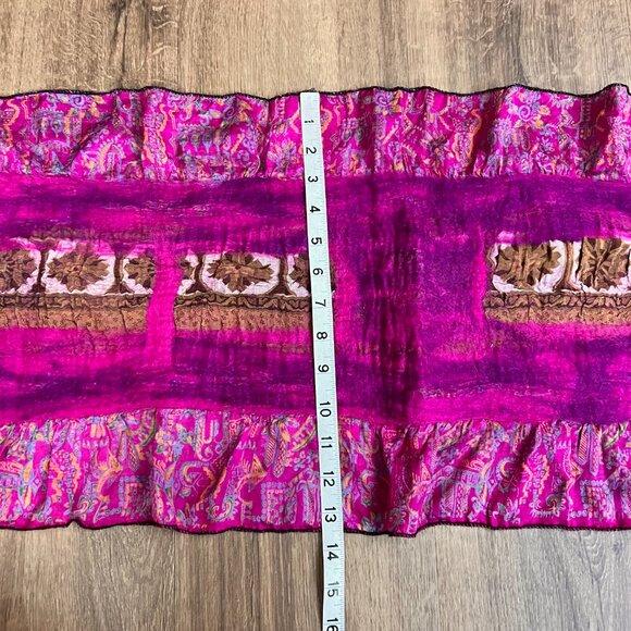 Pomegranate Moon Sari Felted Collage-Pink Artsy Scarf - Picture 5 of 9